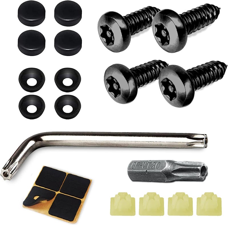 Middrivr 4 Set Black Anti Theft License Plate Screws Kits, Rustproof Stainless Steel Car Tag Plate Mounting Hardware, M6 (1/4") Tamper Proof Screws for Front Rear Frame Holder Mounting - Image 1